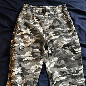 Black and White Camouflage Cargo Pants